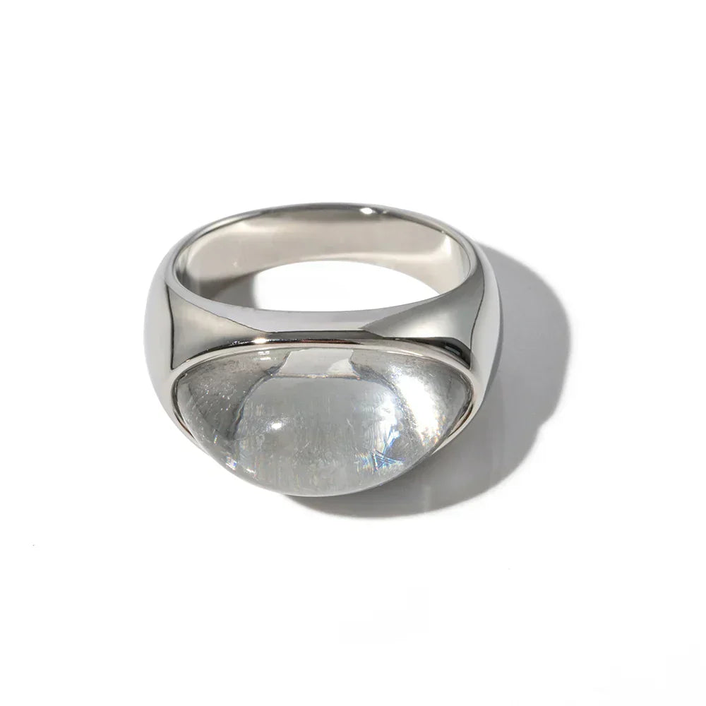 Chunky Half Gemstone Dome Rings