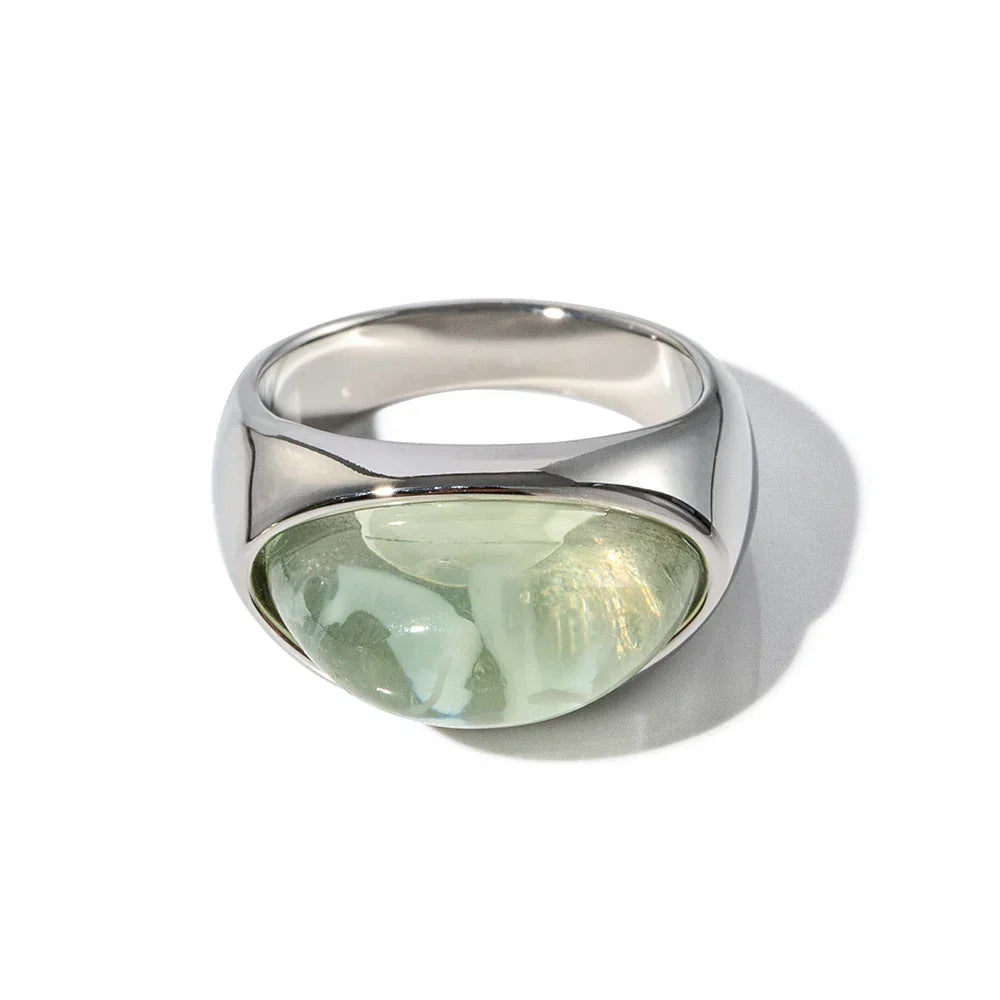 Chunky Half Gemstone Dome Rings