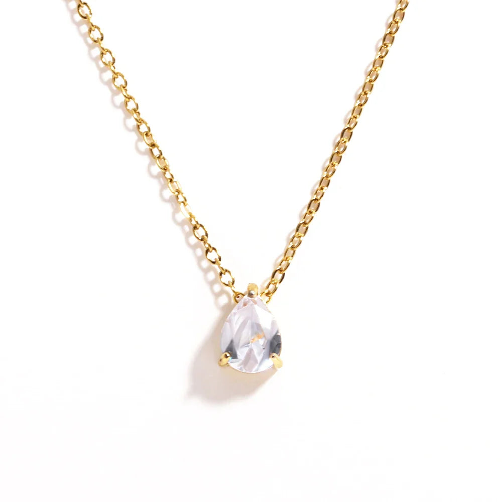 Crystal Teardrop Birthstone Necklace