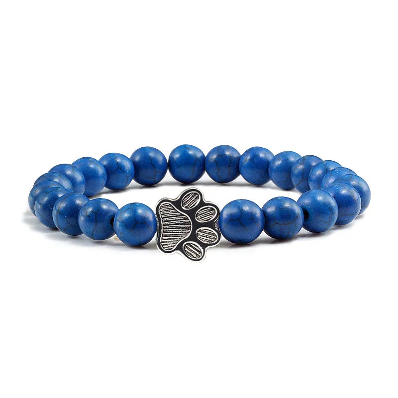Beaded Paw Bracelet โ Natural Stone Design