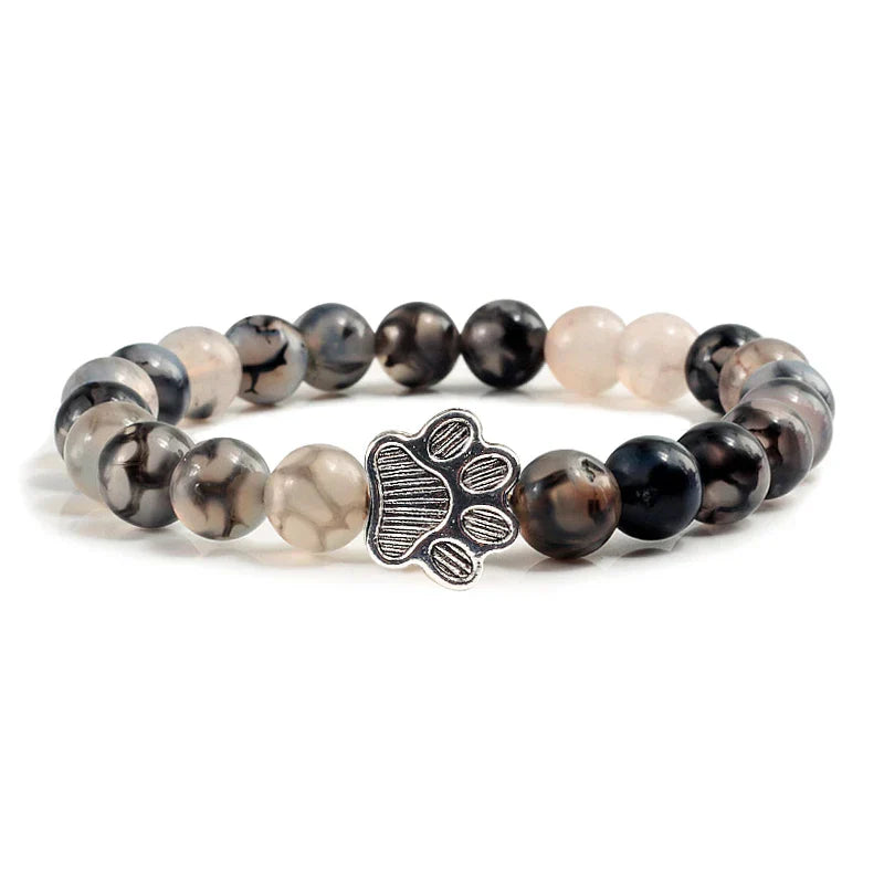 Beaded Paw Bracelet โ Natural Stone Design