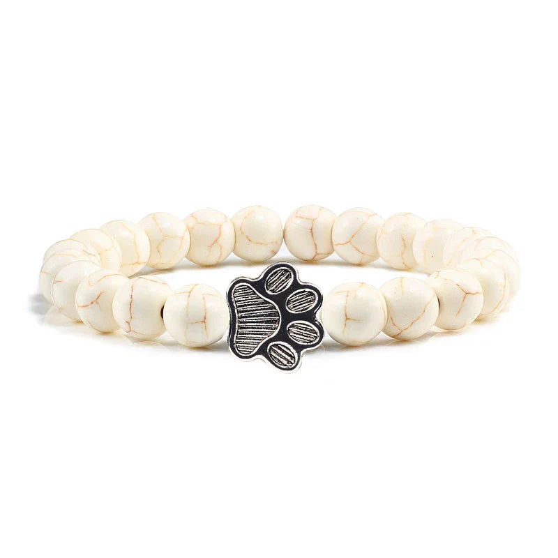 Beaded Paw Bracelet โ Natural Stone Design
