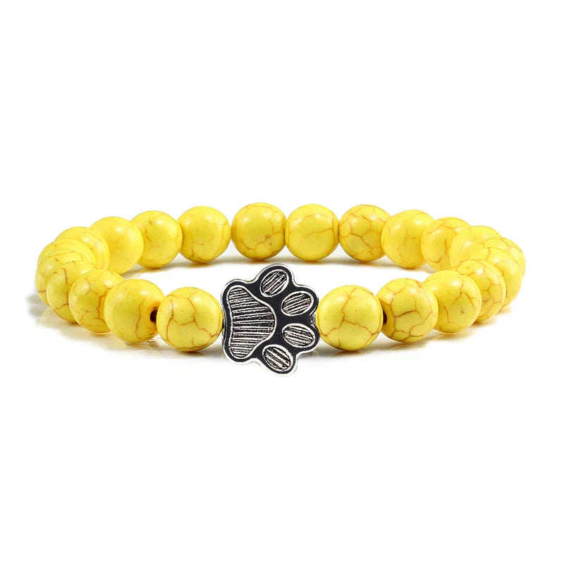 Beaded Paw Bracelet โ Natural Stone Design