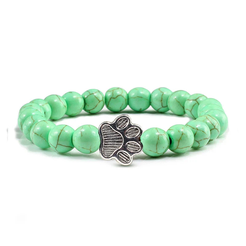 Beaded Paw Bracelet โ Natural Stone Design