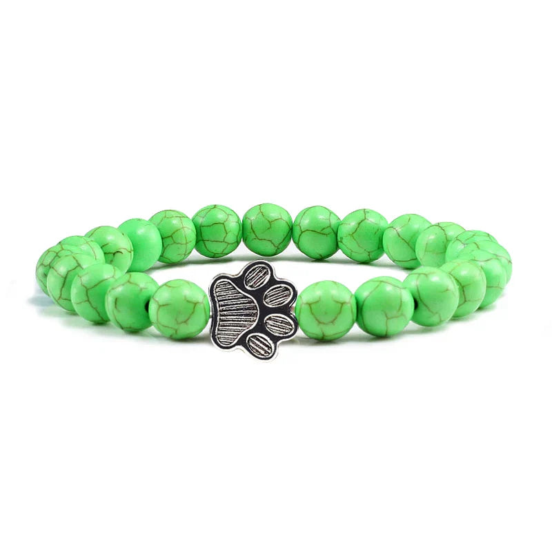 Beaded Paw Bracelet โ Natural Stone Design