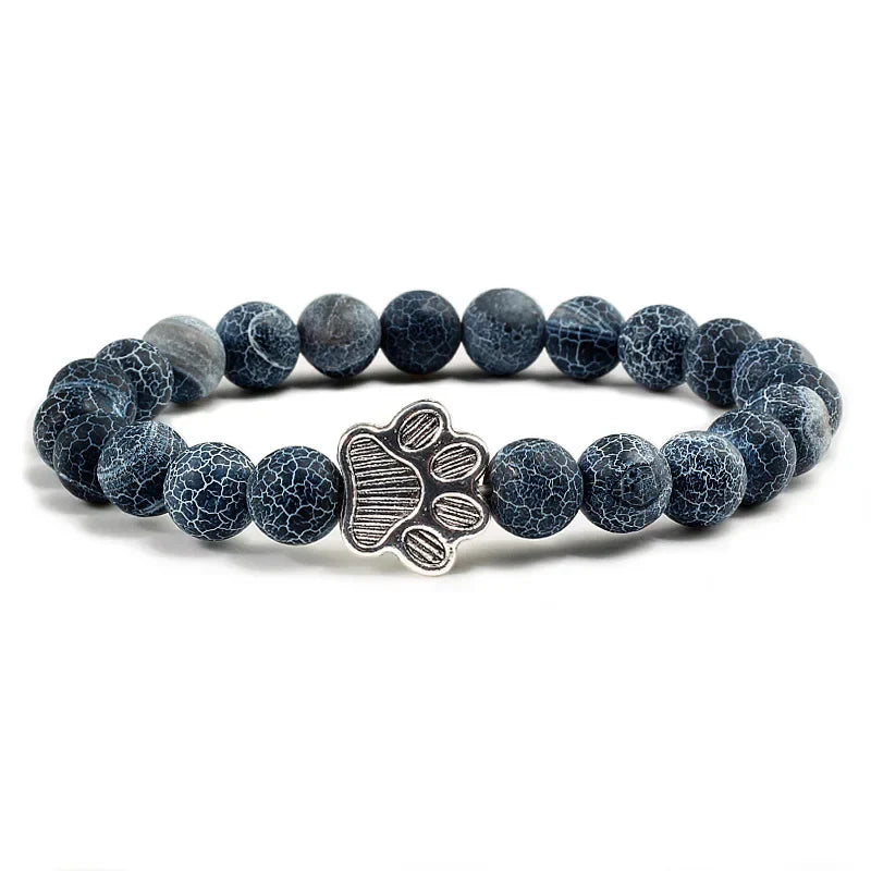 Beaded Paw Bracelet โ Natural Stone Design