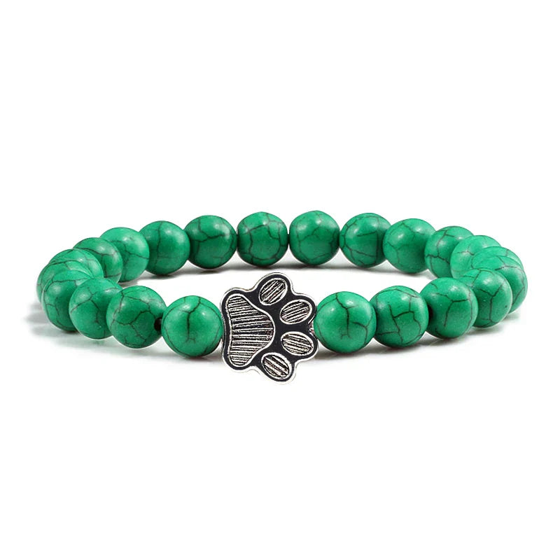 Beaded Paw Bracelet โ Natural Stone Design