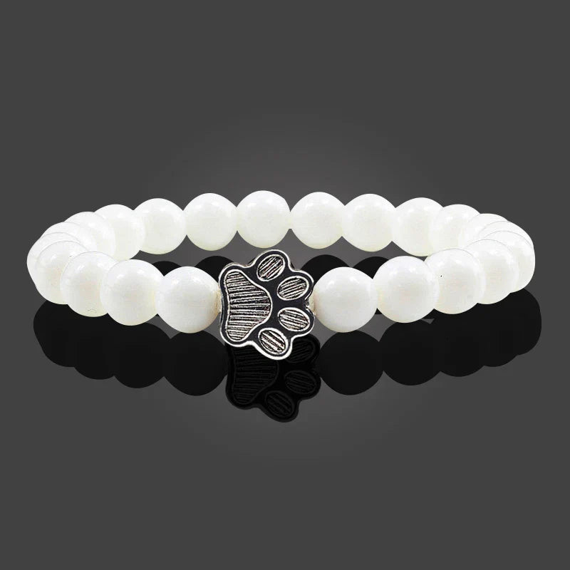 Beaded Paw Bracelet โ Natural Stone Design