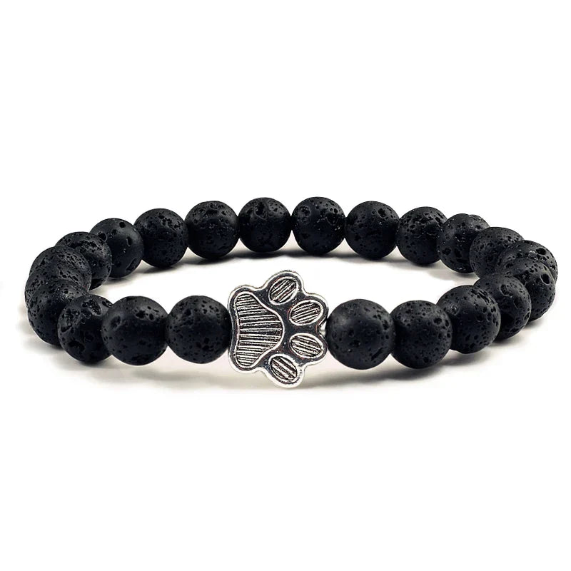 Beaded Paw Bracelet โ Natural Stone Design