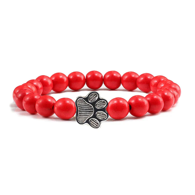 Beaded Paw Bracelet โ Natural Stone Design