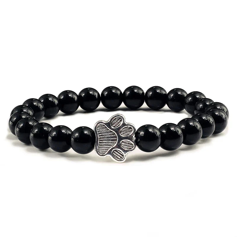 Beaded Paw Bracelet โ Natural Stone Design