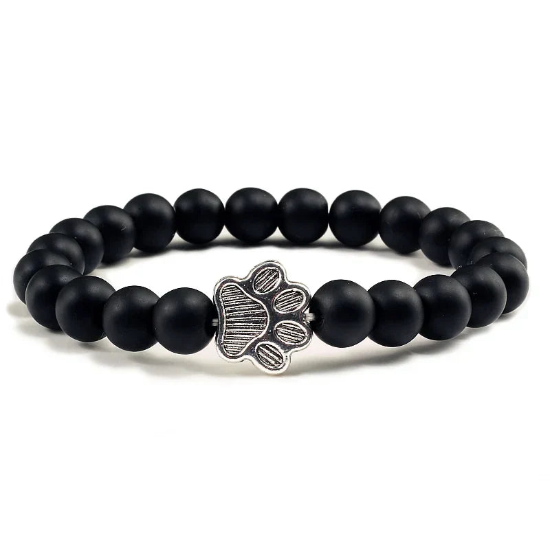 Beaded Paw Bracelet โ Natural Stone Design