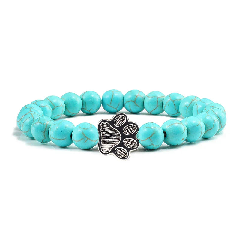 Beaded Paw Bracelet โ Natural Stone Design