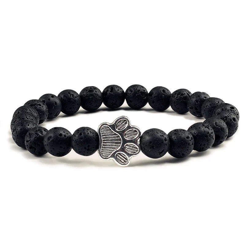 Beaded Paw Bracelet โ Natural Stone Design