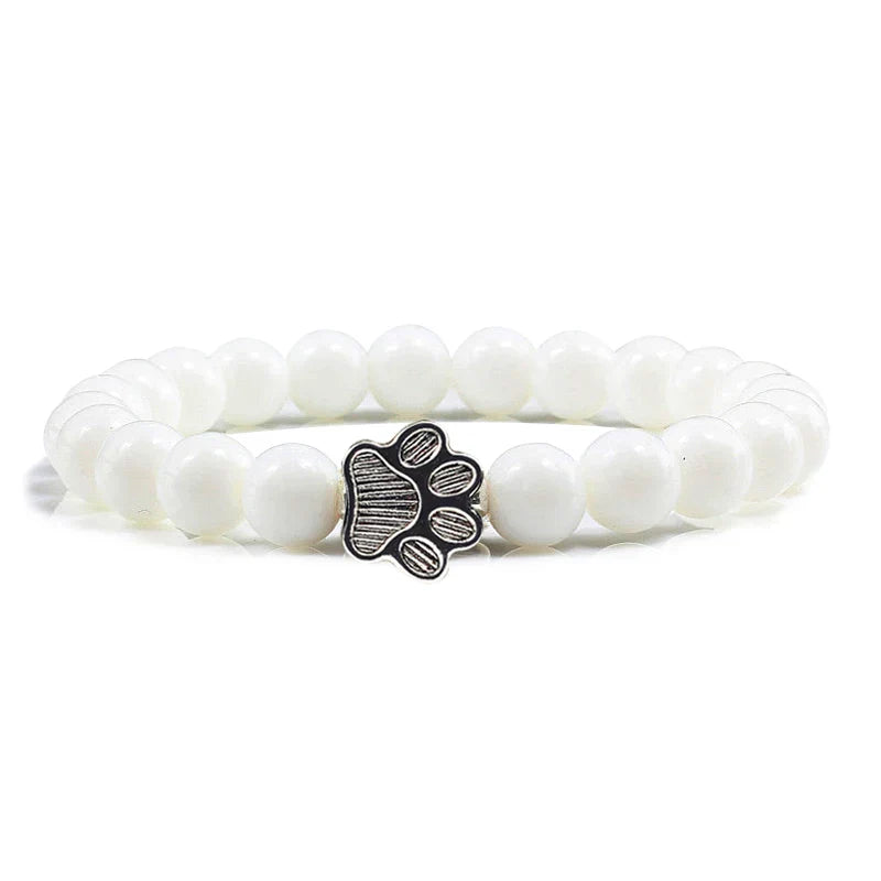Beaded Paw Bracelet โ Natural Stone Design