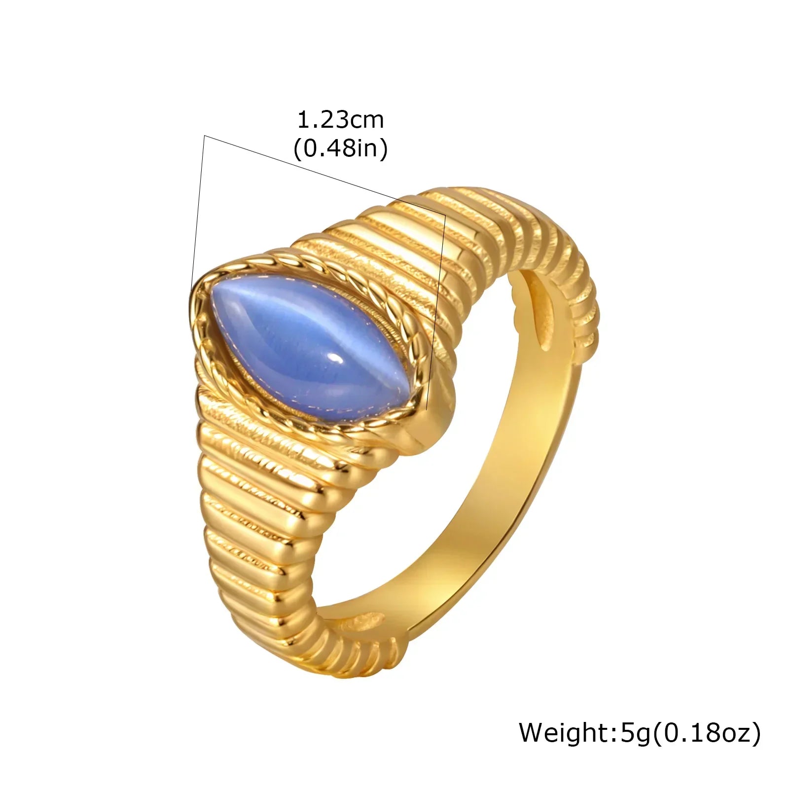 Gold Opal Stone Funky Ring