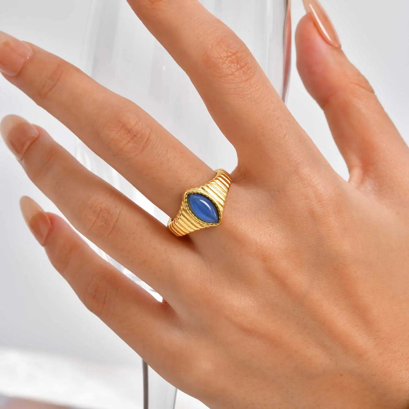 Gold Opal Stone Funky Ring