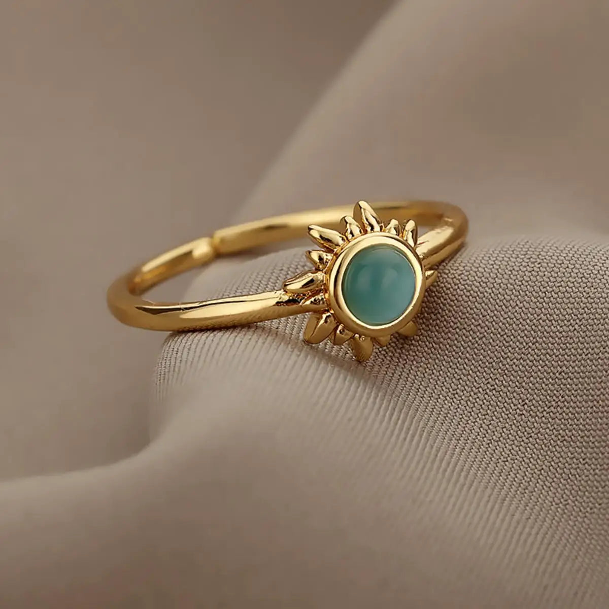 Opal Stone Sun Rings Golden and Silver