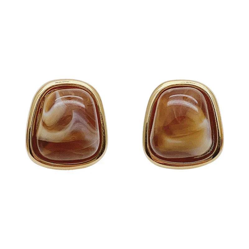 Honey Swirl Resin Stud Earrings