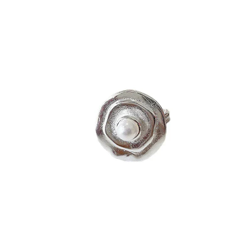 Silver Orbit Pearl Adjustable Ring