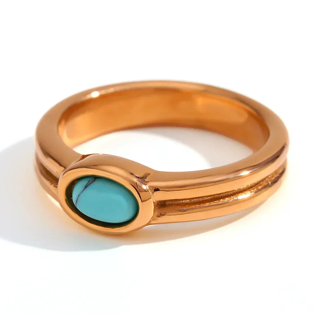 Gold Stacking Rings with Pearl, Lapis, Turquoise