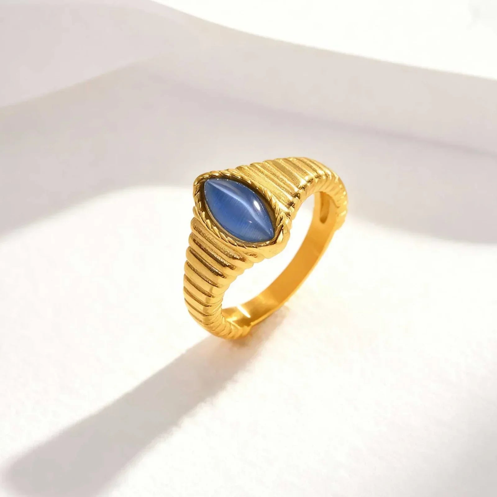 Gold Opal Stone Funky Ring