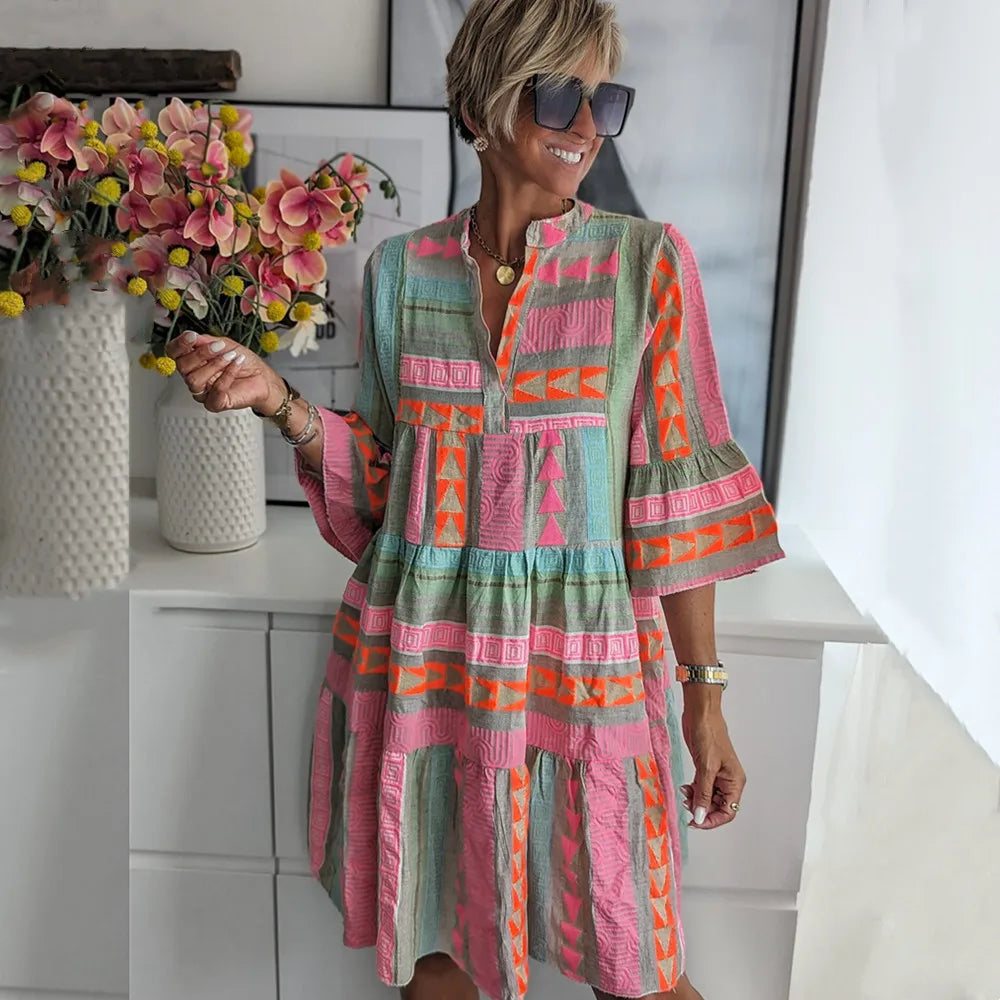 Lindy | Patterned Flowing Midi Dress
