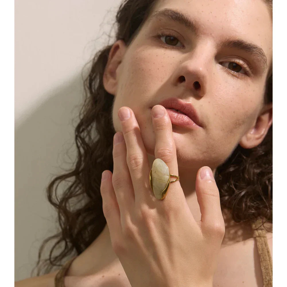 Organic Gemstone Adjustable Statement Rings