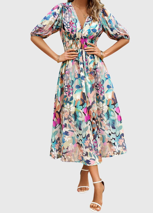 Lynn™ | Flattering Floral Midi Dress