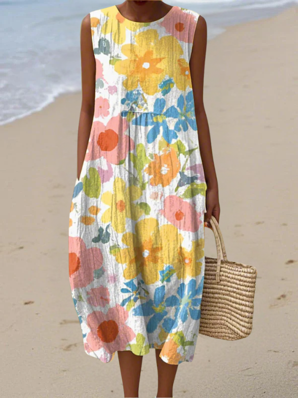 Ella™ Midi Dress with Pastel Flowers