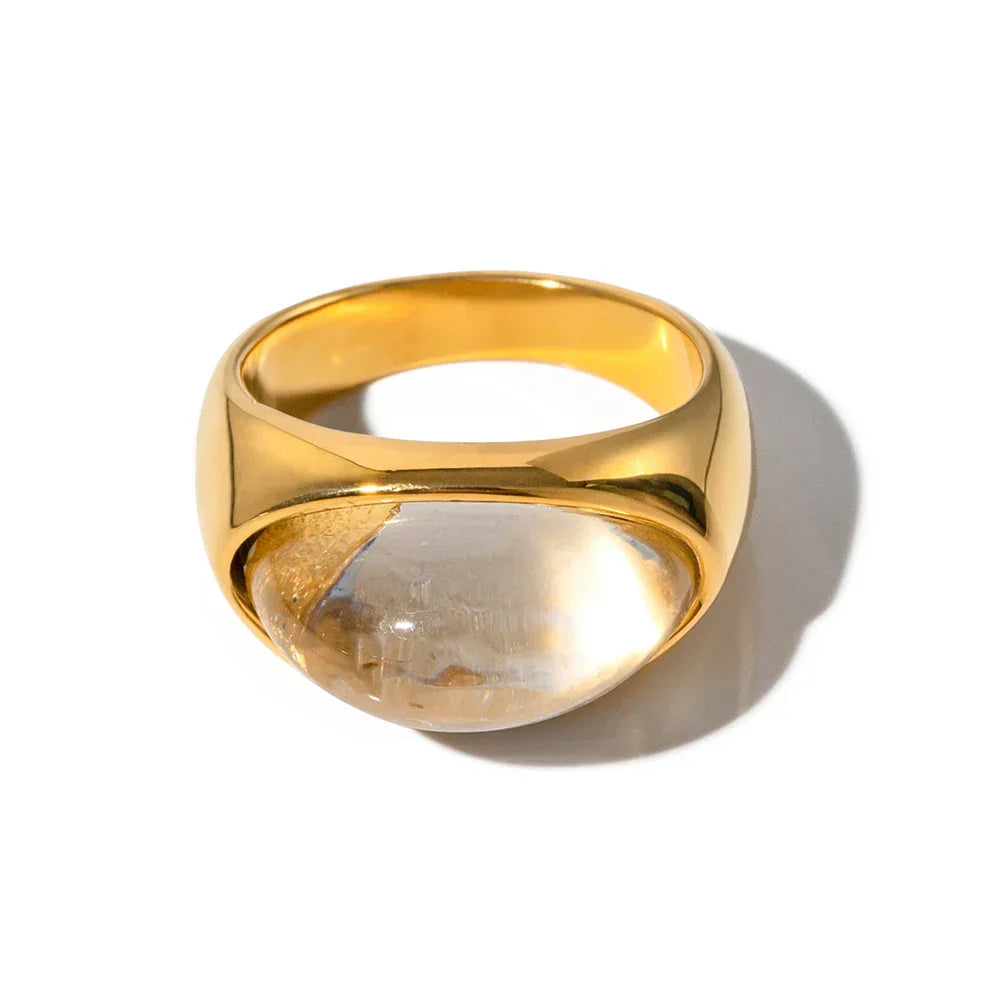 Chunky Half Gemstone Dome Rings