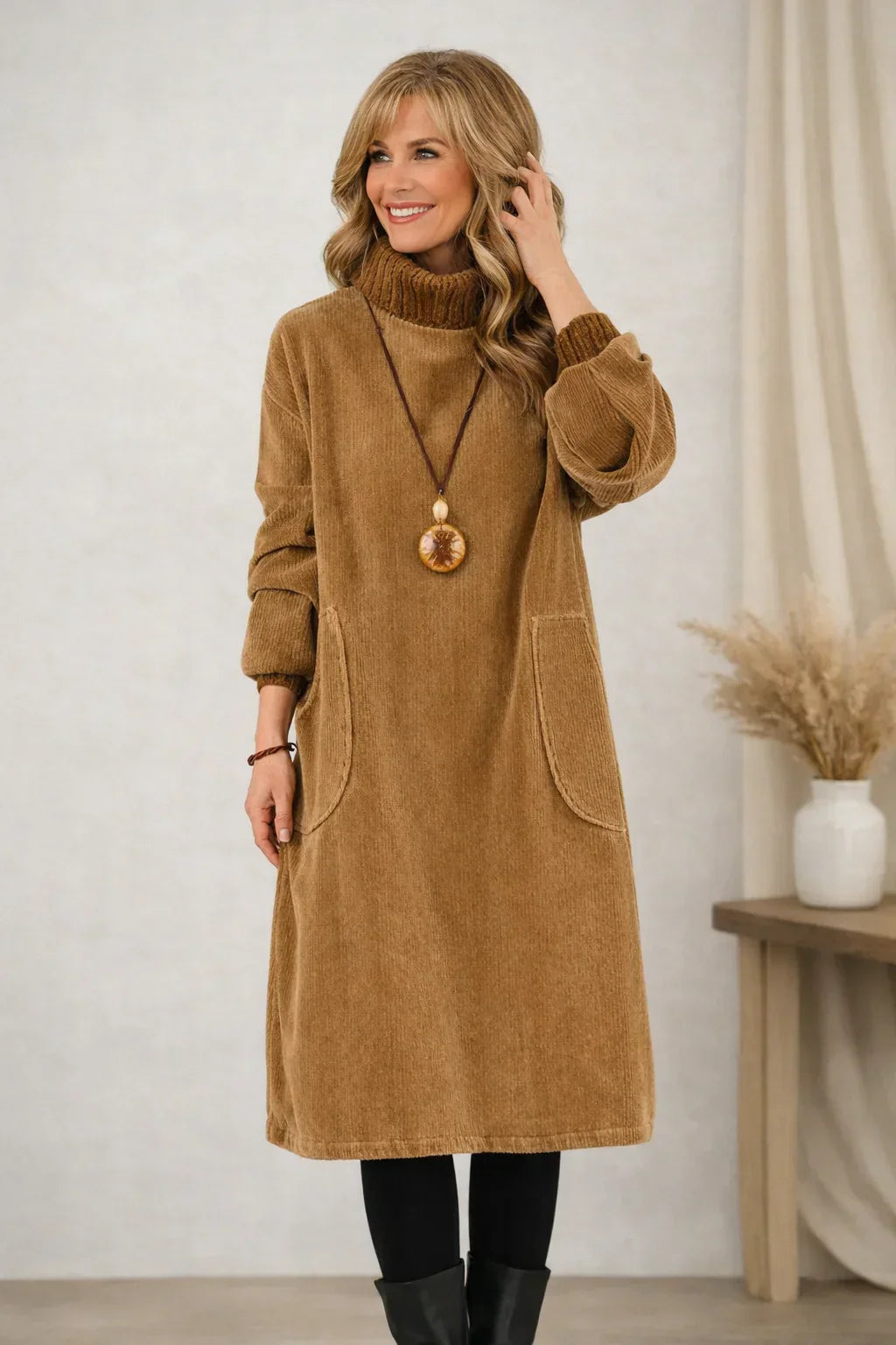 Elise – Turtleneck Midi Dress for Everyday Wear