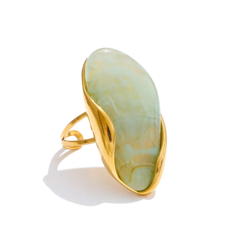 Organic Gemstone Adjustable Statement Rings