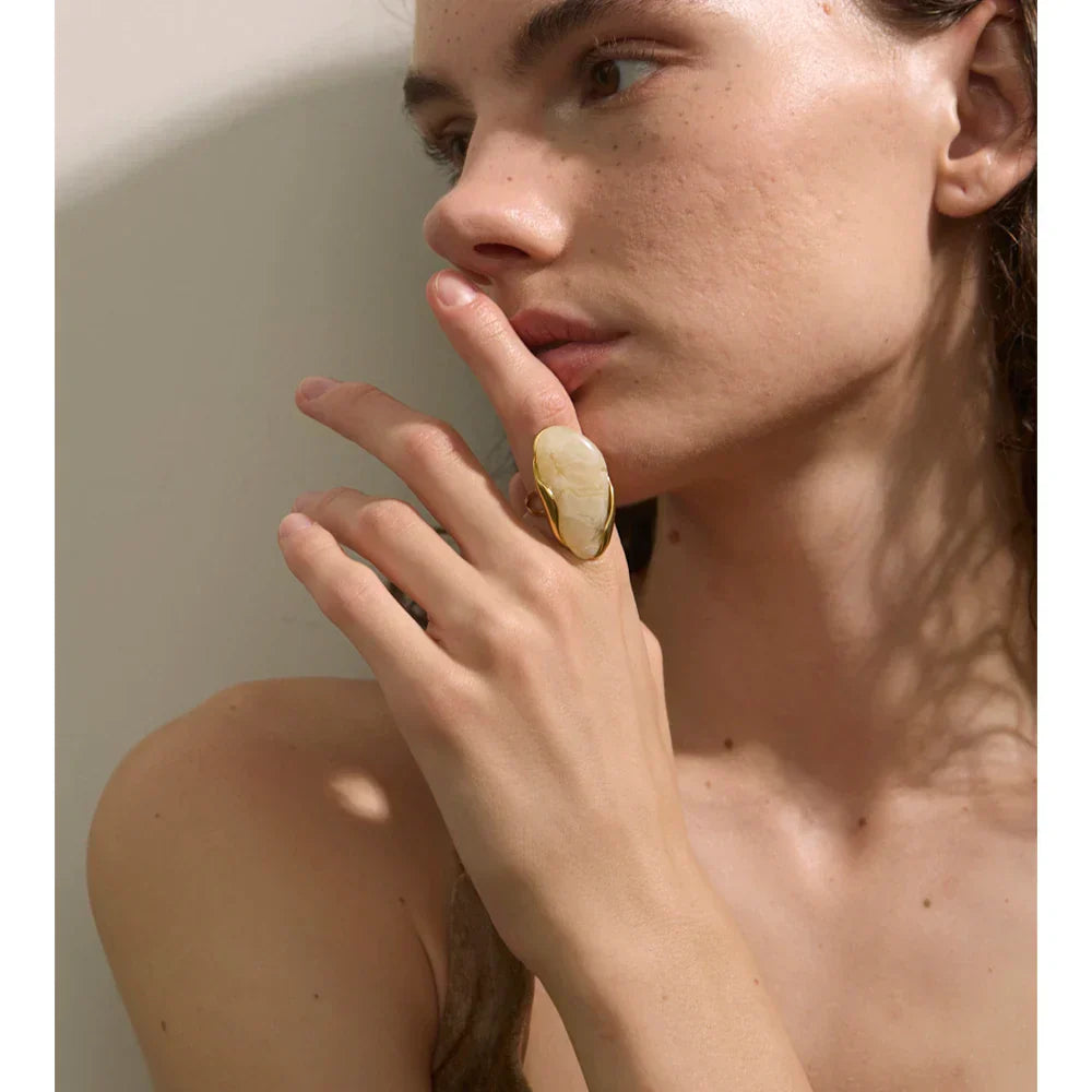 Organic Gemstone Adjustable Statement Rings