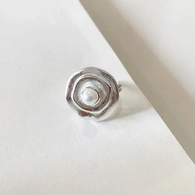 Silver Orbit Pearl Adjustable Ring