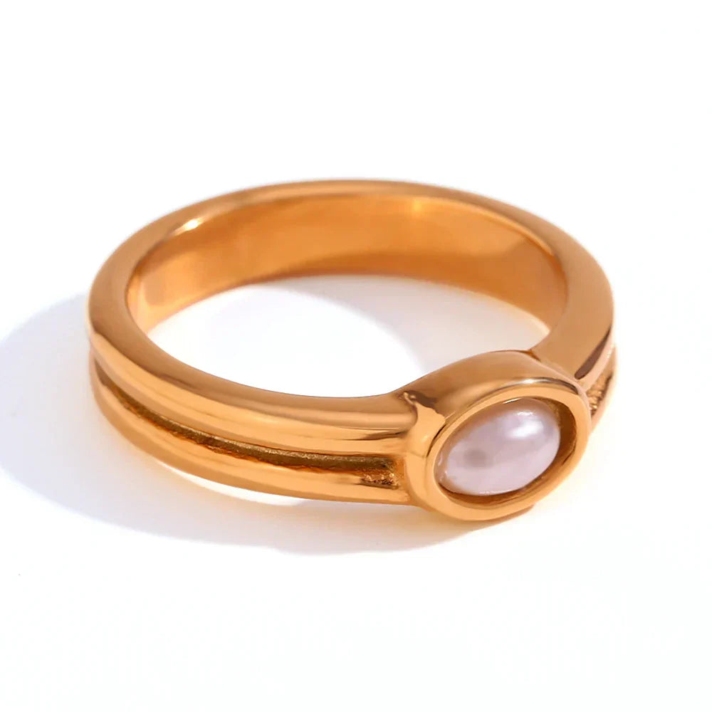 Gold Stacking Rings with Pearl, Lapis, Turquoise