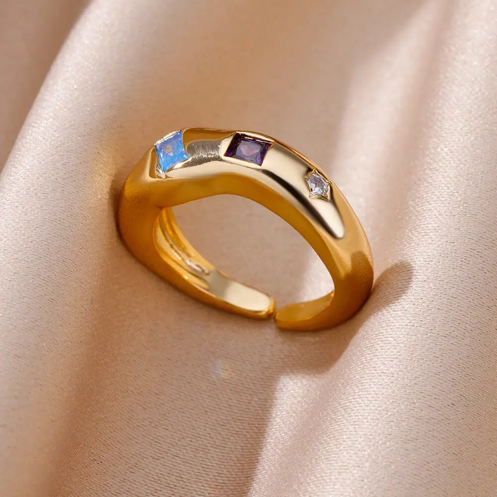 Cosmic Gemstone Chunky Band Rings