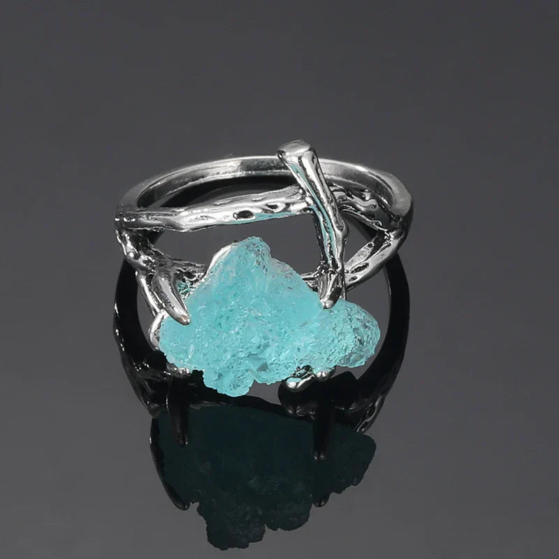 Raw Aqua Quartz Claw Ring