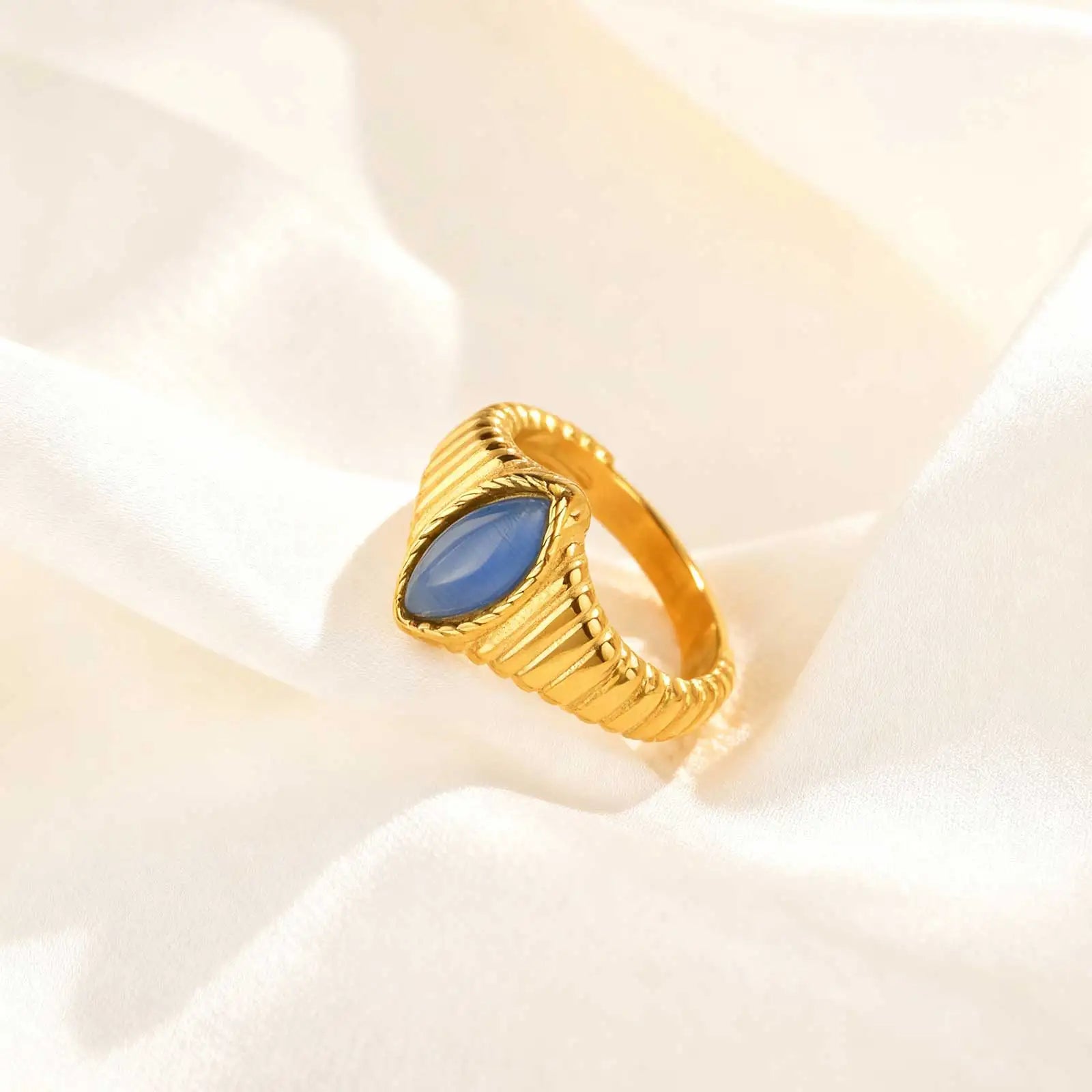 Gold Opal Stone Funky Ring