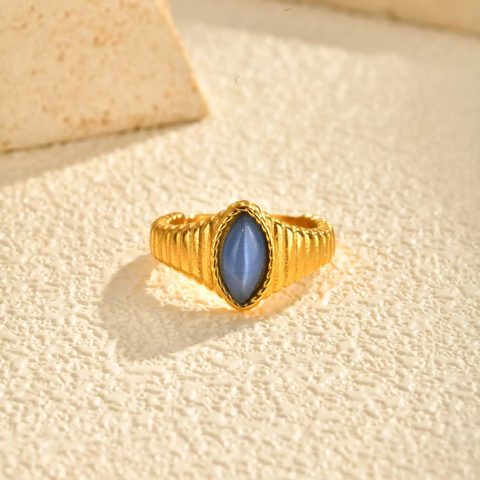 Gold Opal Stone Funky Ring
