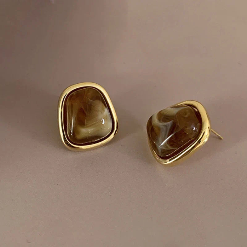 Honey Swirl Resin Stud Earrings