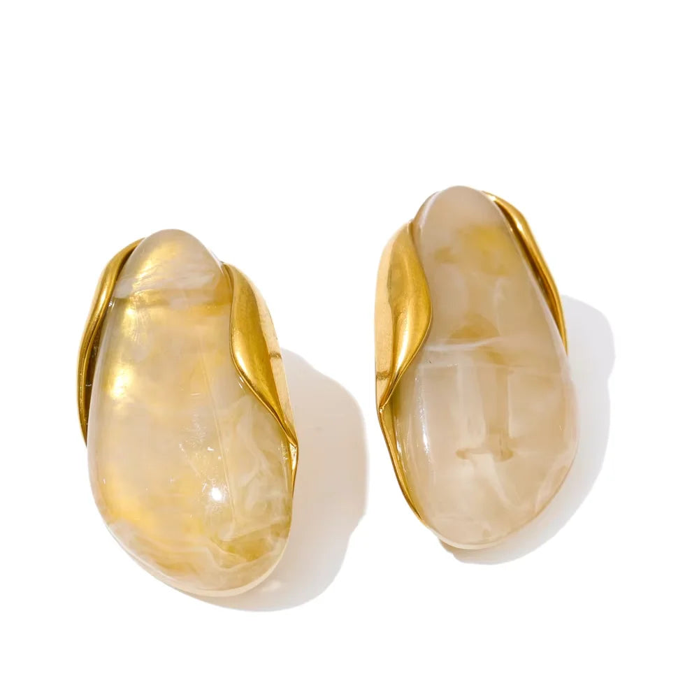 Multicolor Amber Resin Wood Earrings