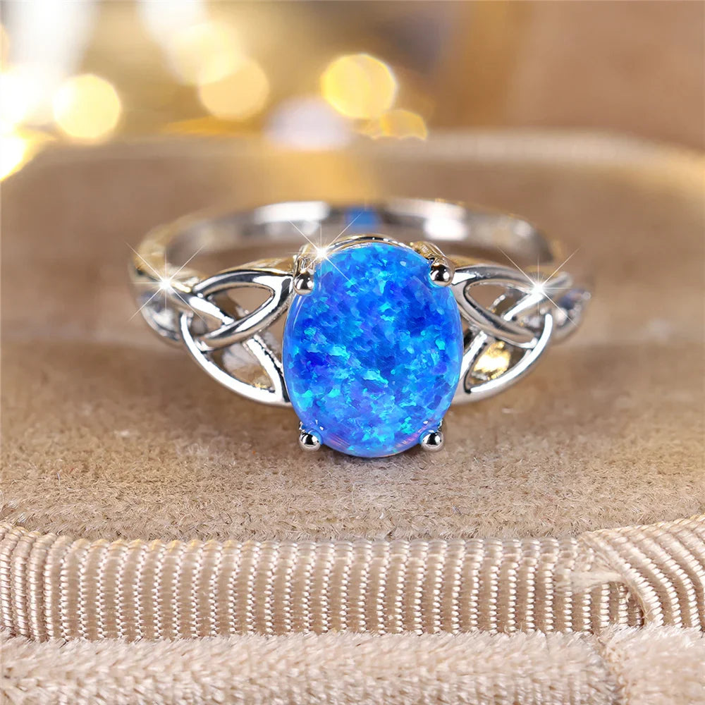 Blue Opal Vintage Silver Ring